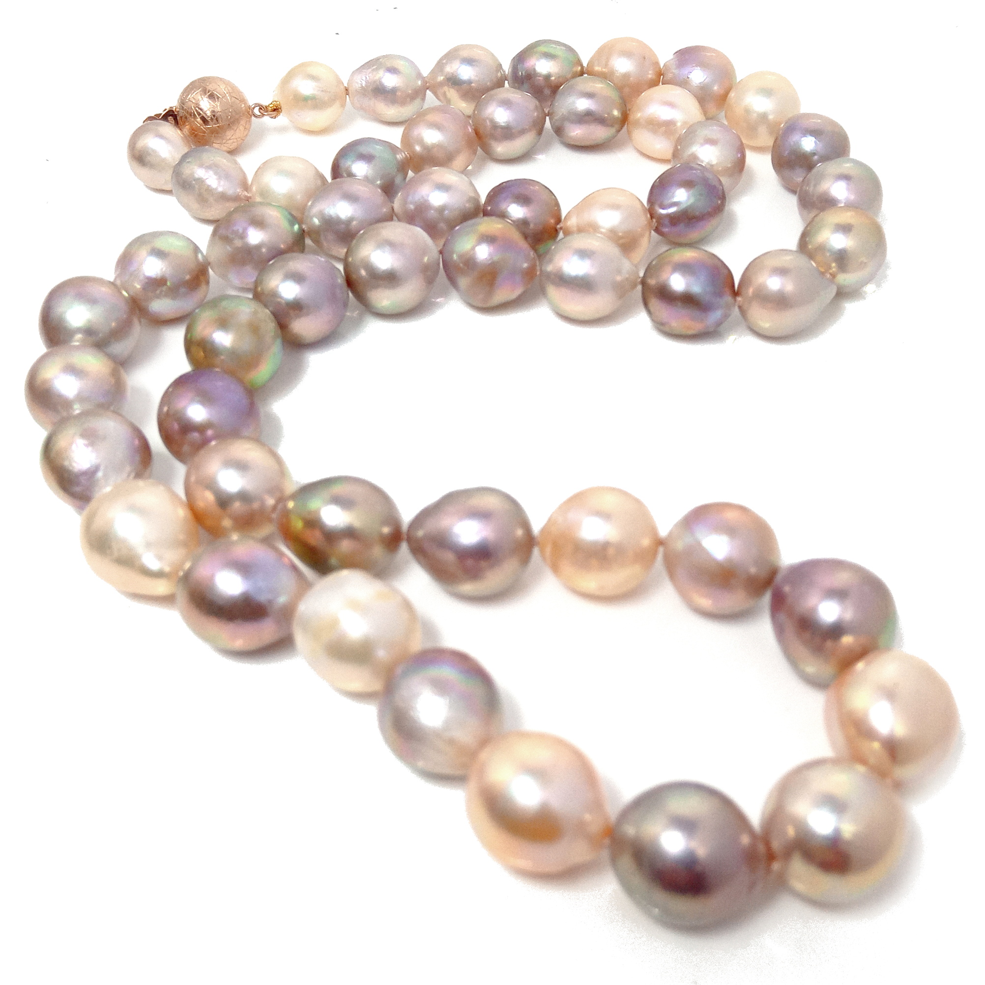 Neutral Tones Multicoloured Drop Pearls Long Necklace